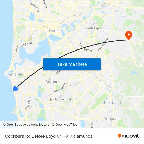 Cockburn Rd Before Boyd Cr to Kalamunda map