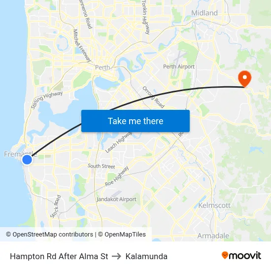 Hampton Rd After Alma St to Kalamunda map