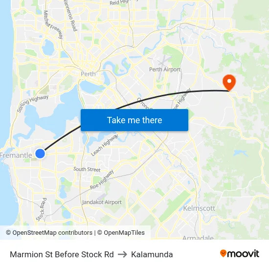 Marmion St Before Stock Rd to Kalamunda map
