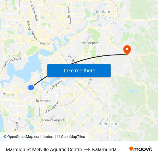 Marmion St Melville Aquatic Centre to Kalamunda map