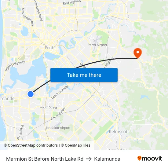 Marmion St Before North Lake Rd to Kalamunda map