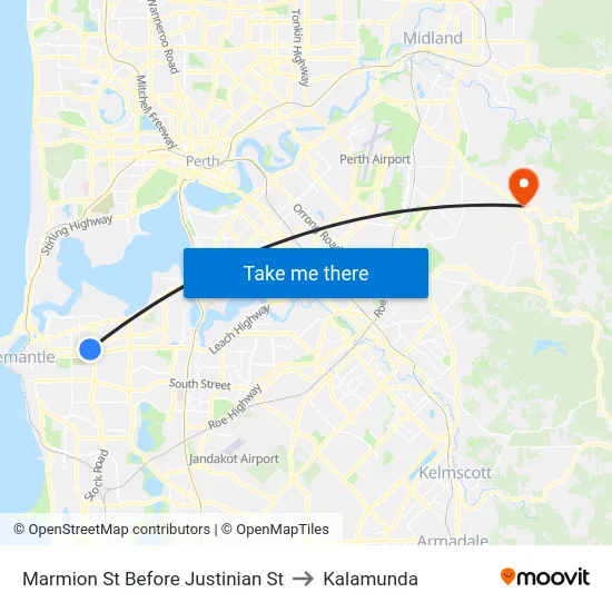 Marmion St Before Justinian St to Kalamunda map