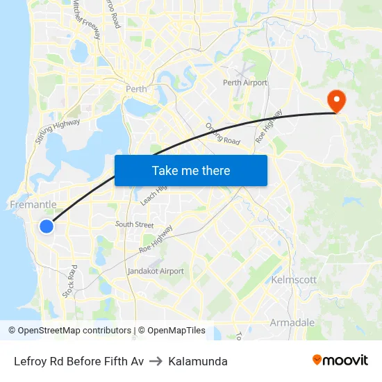 Lefroy Rd Before Fifth Av to Kalamunda map