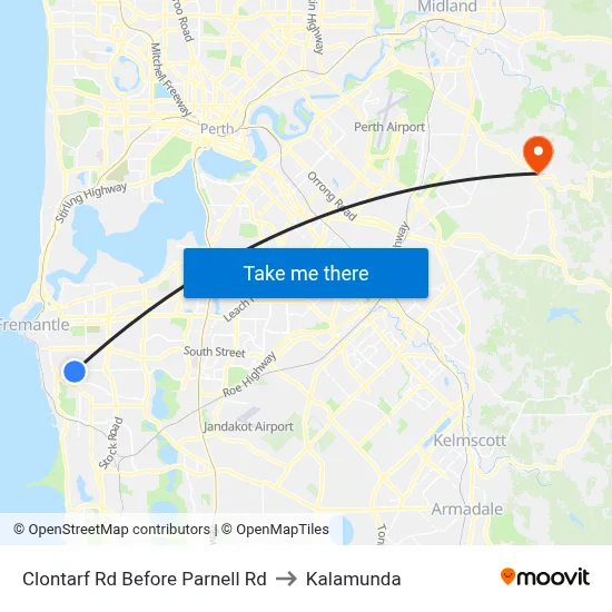 Clontarf Rd Before Parnell Rd to Kalamunda map