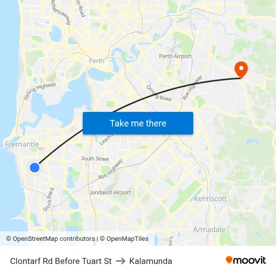 Clontarf Rd Before Tuart St to Kalamunda map