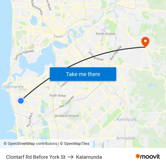 Clontarf Rd Before York St to Kalamunda map