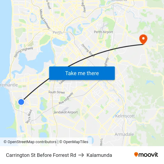 Carrington St Before Forrest Rd to Kalamunda map