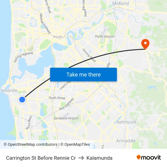 Carrington St Before Rennie Cr to Kalamunda map
