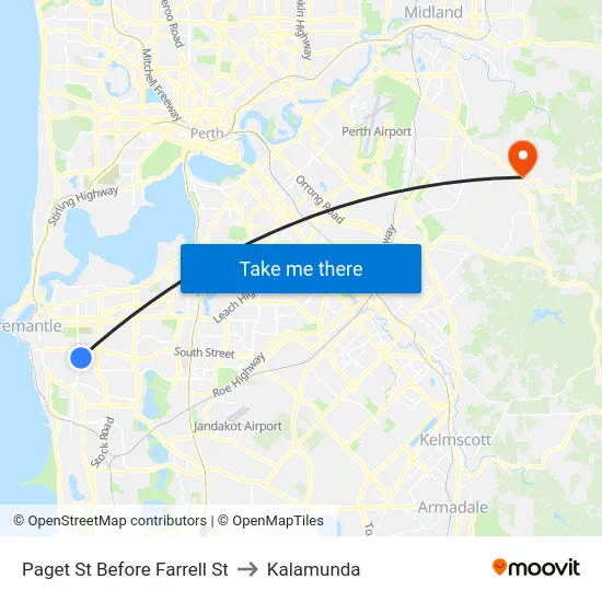 Paget St Before Farrell St to Kalamunda map