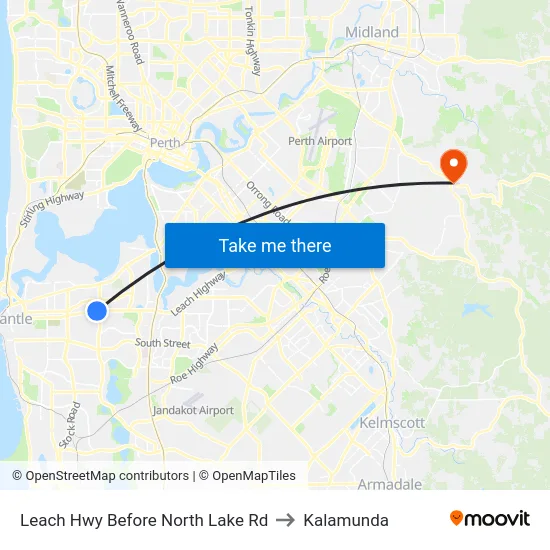 Leach Hwy Before North Lake Rd to Kalamunda map