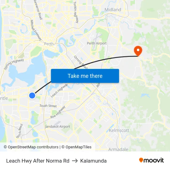 Leach Hwy After Norma Rd to Kalamunda map