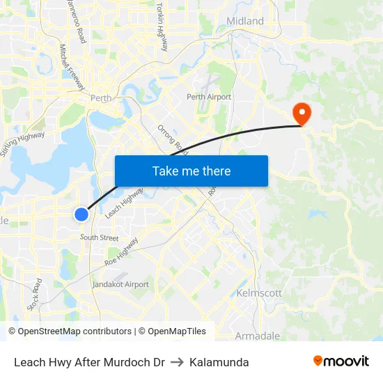 Leach Hwy After Murdoch Dr to Kalamunda map