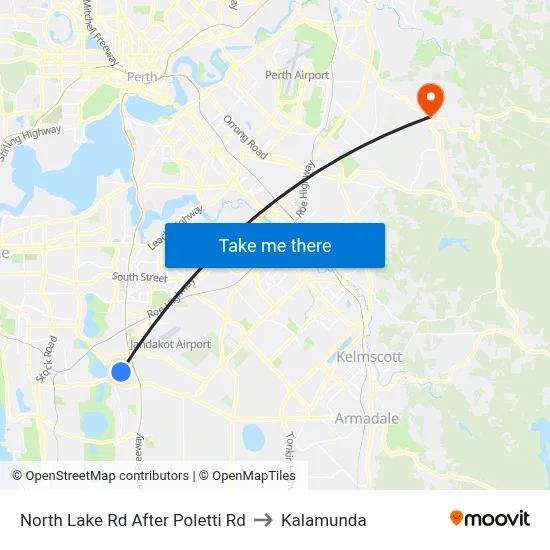North Lake Rd After Poletti Rd to Kalamunda map