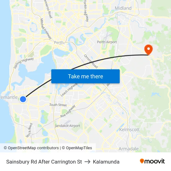 Sainsbury Rd After Carrington St to Kalamunda map