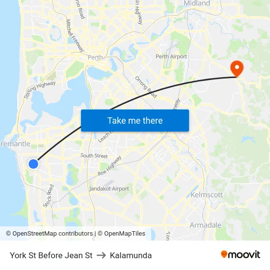 York St Before Jean St to Kalamunda map