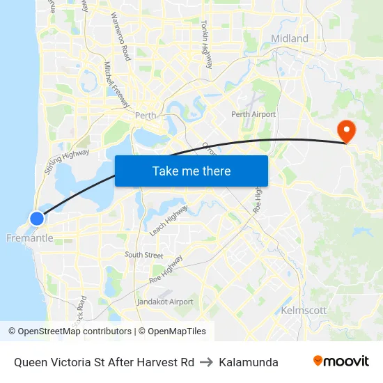 Queen Victoria St After Harvest Rd to Kalamunda map