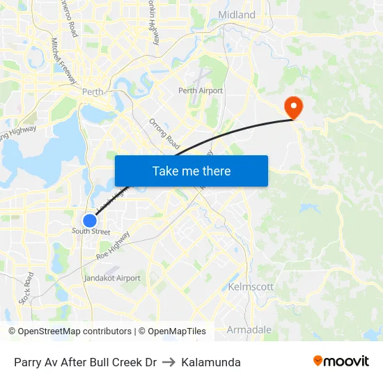 Parry Av After Bull Creek Dr to Kalamunda map