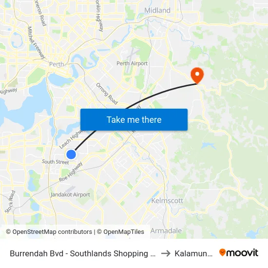 Burrendah Bvd - Southlands Shopping Ctr to Kalamunda map