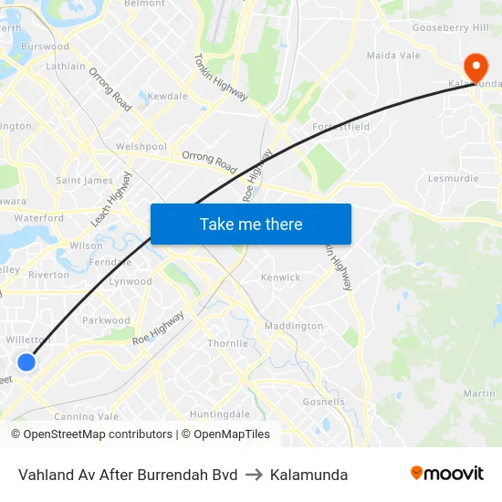 Vahland Av After Burrendah Bvd to Kalamunda map