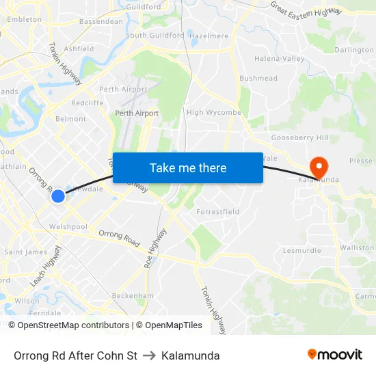 Orrong Rd After Cohn St to Kalamunda map