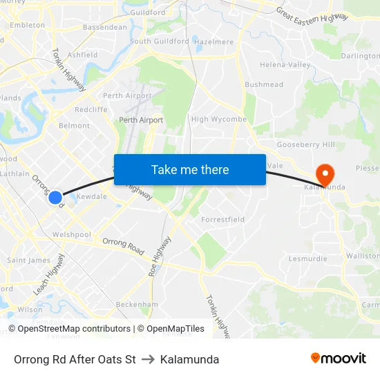 Orrong Rd After Oats St to Kalamunda map