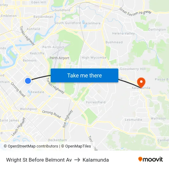 Wright St Before Belmont Av to Kalamunda map
