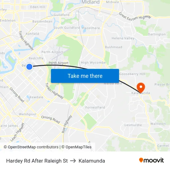 Hardey Rd After Raleigh St to Kalamunda map
