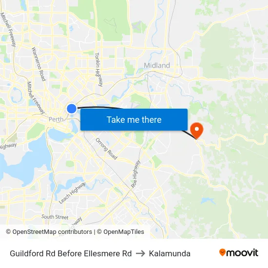 Guildford Rd Before Ellesmere Rd to Kalamunda map