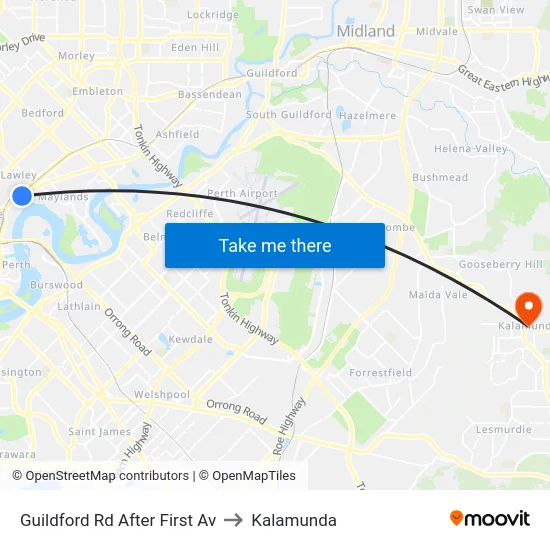 Guildford Rd After First Av to Kalamunda map