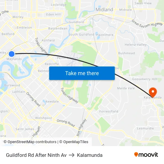Guildford Rd After Ninth Av to Kalamunda map