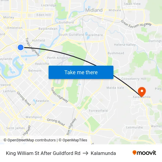 King William St After Guildford Rd to Kalamunda map