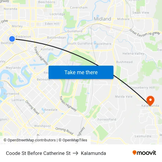Coode St Before Catherine St to Kalamunda map