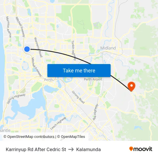 Karrinyup Rd After Cedric St to Kalamunda map