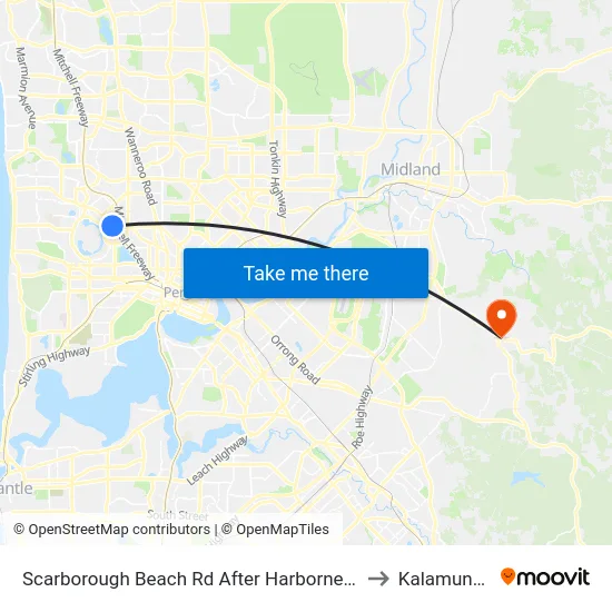 Scarborough Beach Rd After Harborne St to Kalamunda map