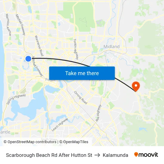 Scarborough Beach Rd After Hutton St to Kalamunda map