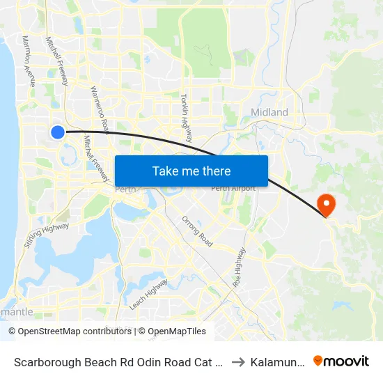 Scarborough Beach Rd Odin Road Cat Id 7 to Kalamunda map