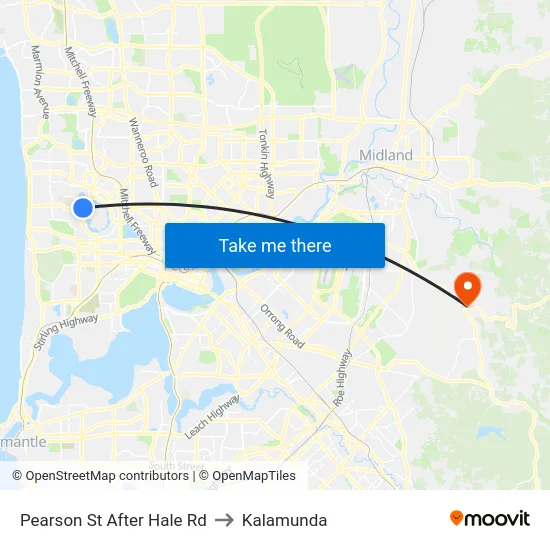 Pearson St After Hale Rd to Kalamunda map