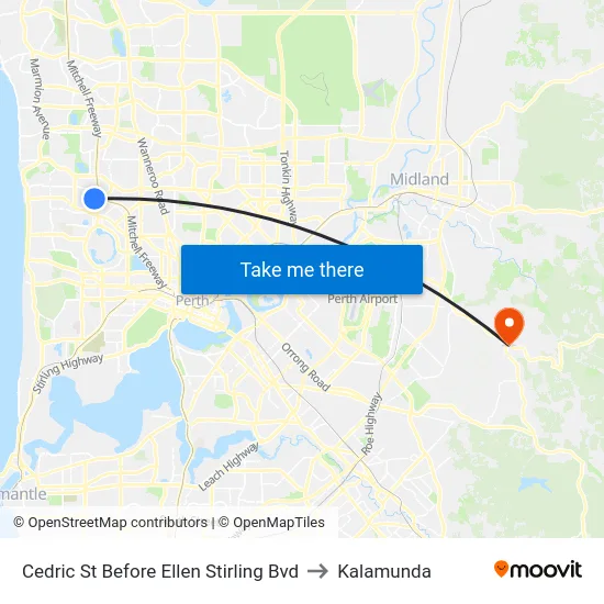 Cedric St Before Ellen Stirling Bvd to Kalamunda map