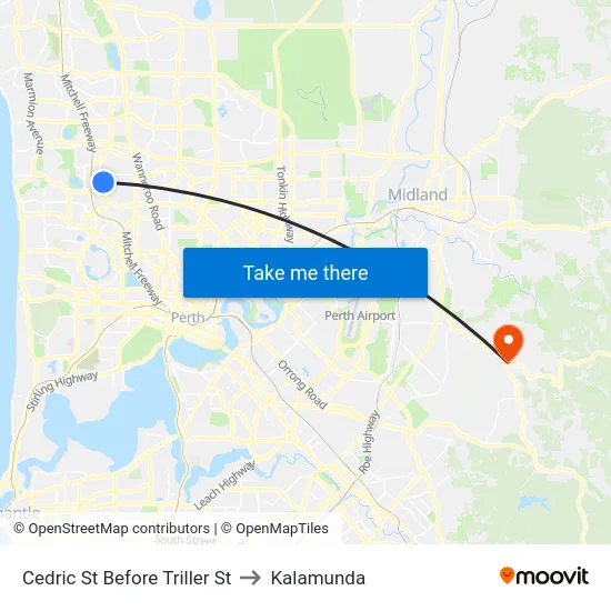 Cedric St Before Triller St to Kalamunda map