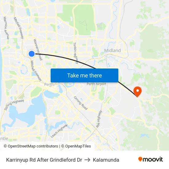 Karrinyup Rd After Grindleford Dr to Kalamunda map