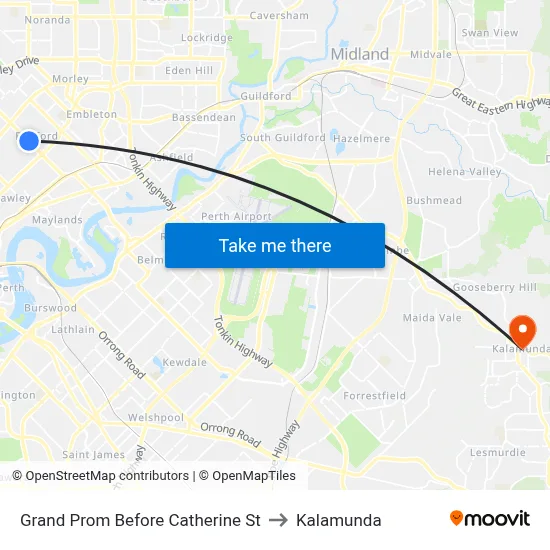Grand Prom Before Catherine St to Kalamunda map