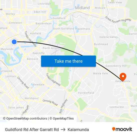 Guildford Rd After Garratt Rd to Kalamunda map