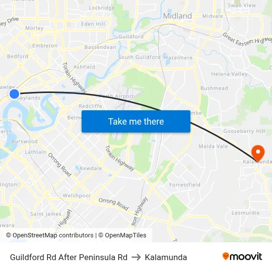 Guildford Rd After Peninsula Rd to Kalamunda map