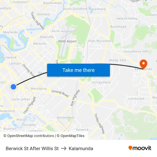 Berwick St After Willis St to Kalamunda map