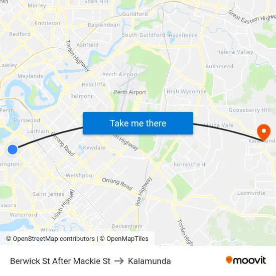 Berwick St After Mackie St to Kalamunda map