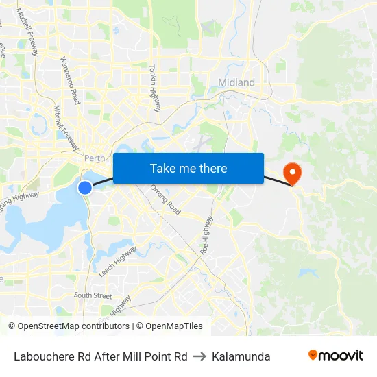 Labouchere Rd After Mill Point Rd to Kalamunda map