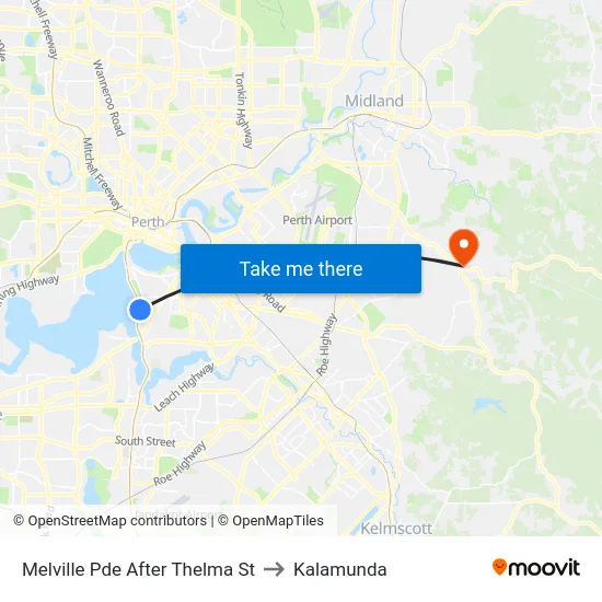 Melville Pde After Thelma St to Kalamunda map