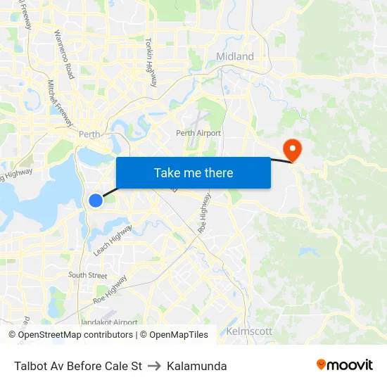Talbot Av Before Cale St to Kalamunda map