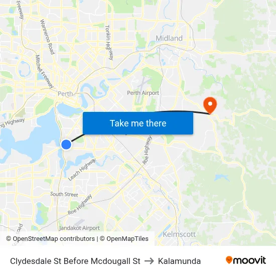 Clydesdale St Before Mcdougall St to Kalamunda map