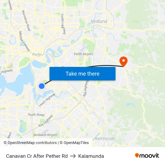 Canavan Cr After Pether Rd to Kalamunda map